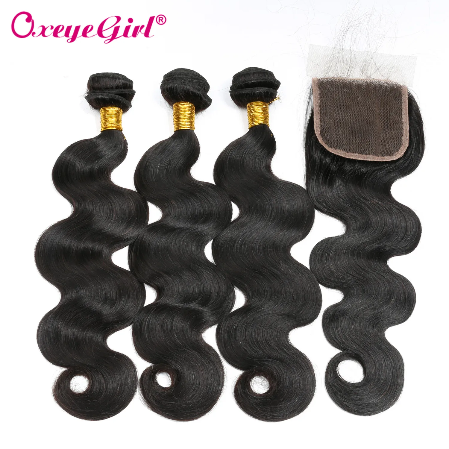 

Oxeye girl Peruvian Body Wave Bundles With Closure 100% Human Hair Bundles Non Remy 3 Bundles With Closure 8-28 Inch