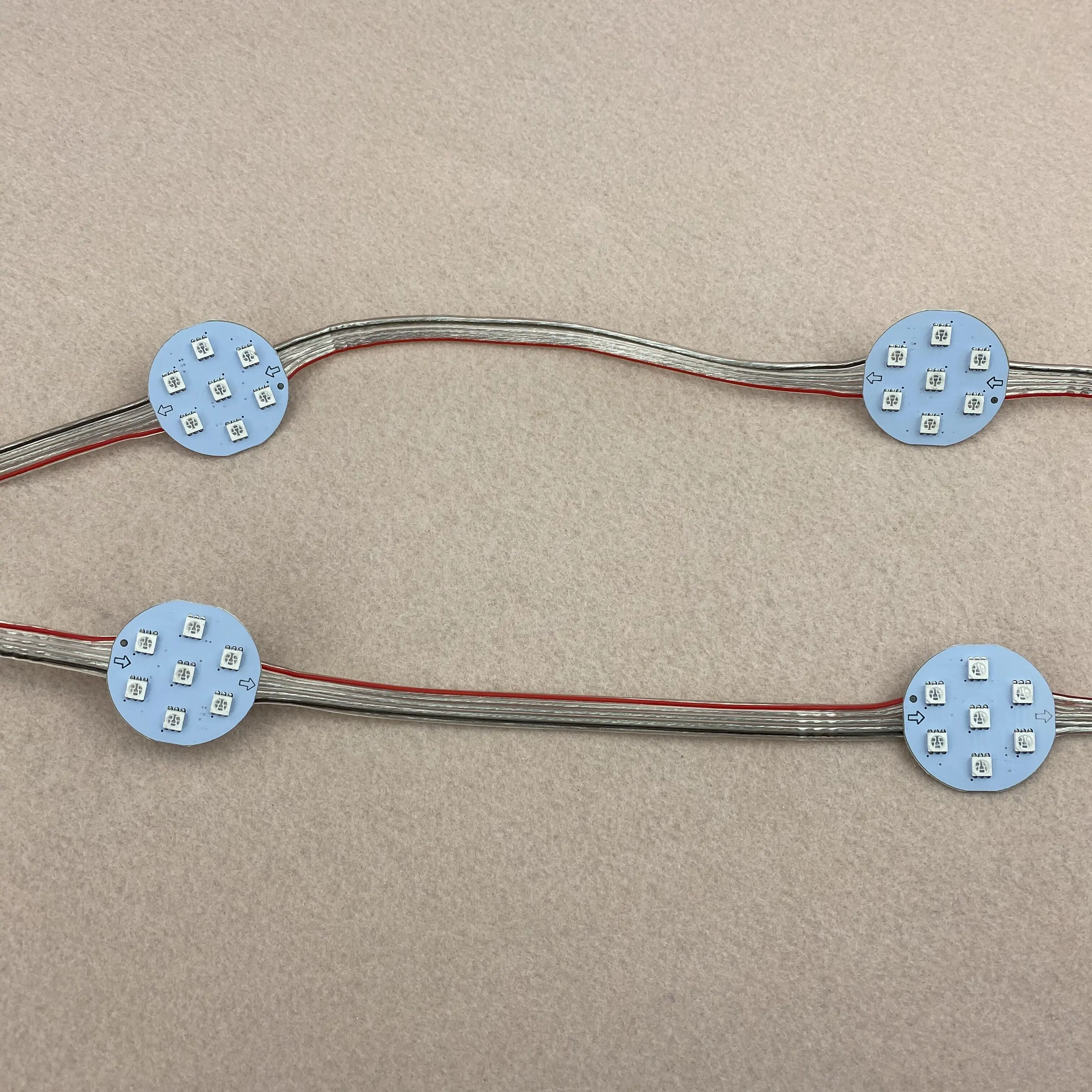 20pcs/string;IP20;DC24V RGB DMX512(UCS512 chip);5050 SMD addressable pixel;1.68W;40mm diameter round type