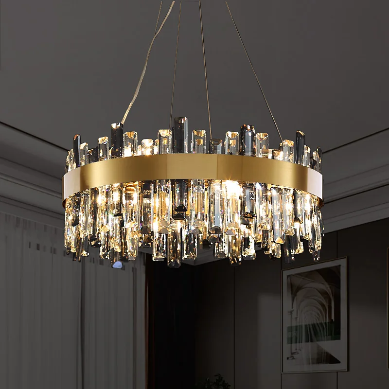 FKL Modern Round Gold Crystal Chandelier Light 3 FKL Modern Round Gold Crystal Chandelier Light 3