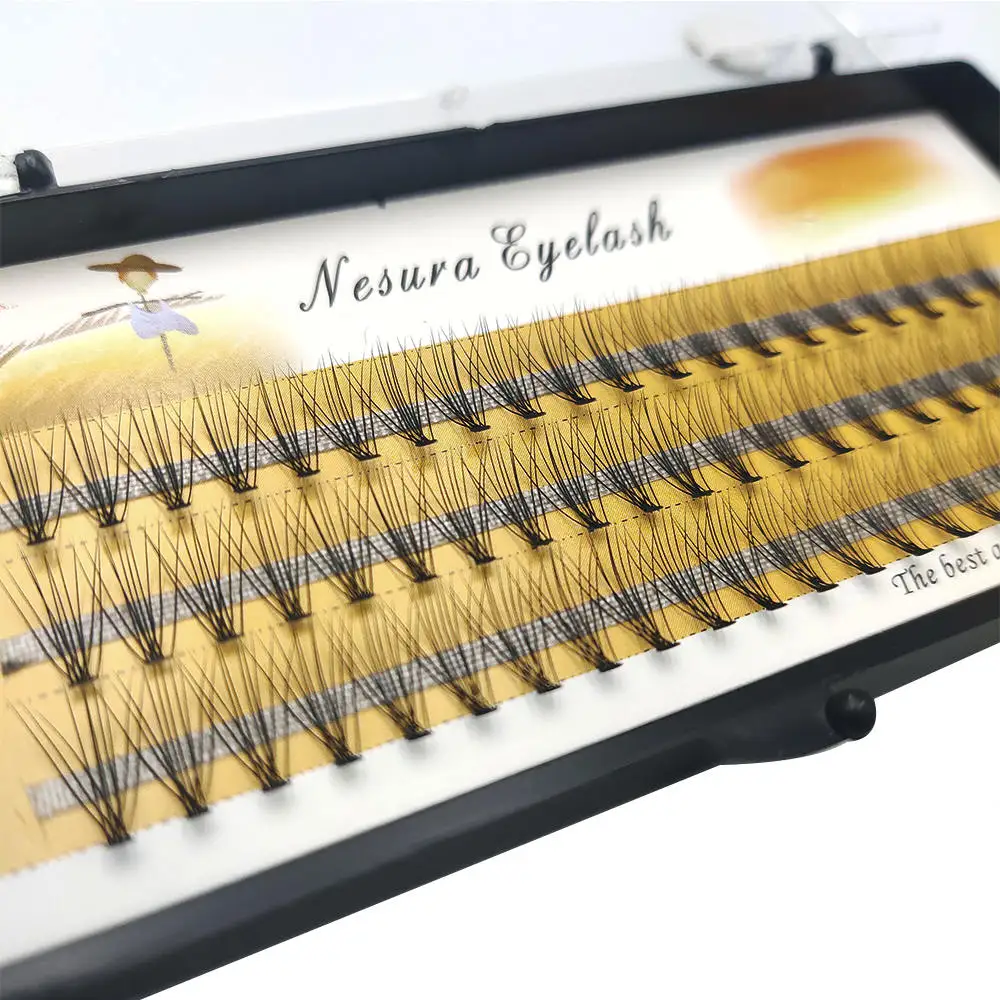 

HUARUITAI Natural Long Individual Flare Lashes Cluster False Eyelashes Extension Volume Pre Made Fans Makeup Tool