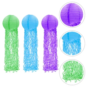 

3pcs Jellyfish Lanterns Handmade Lanterns for Outdoor Festival Birthday