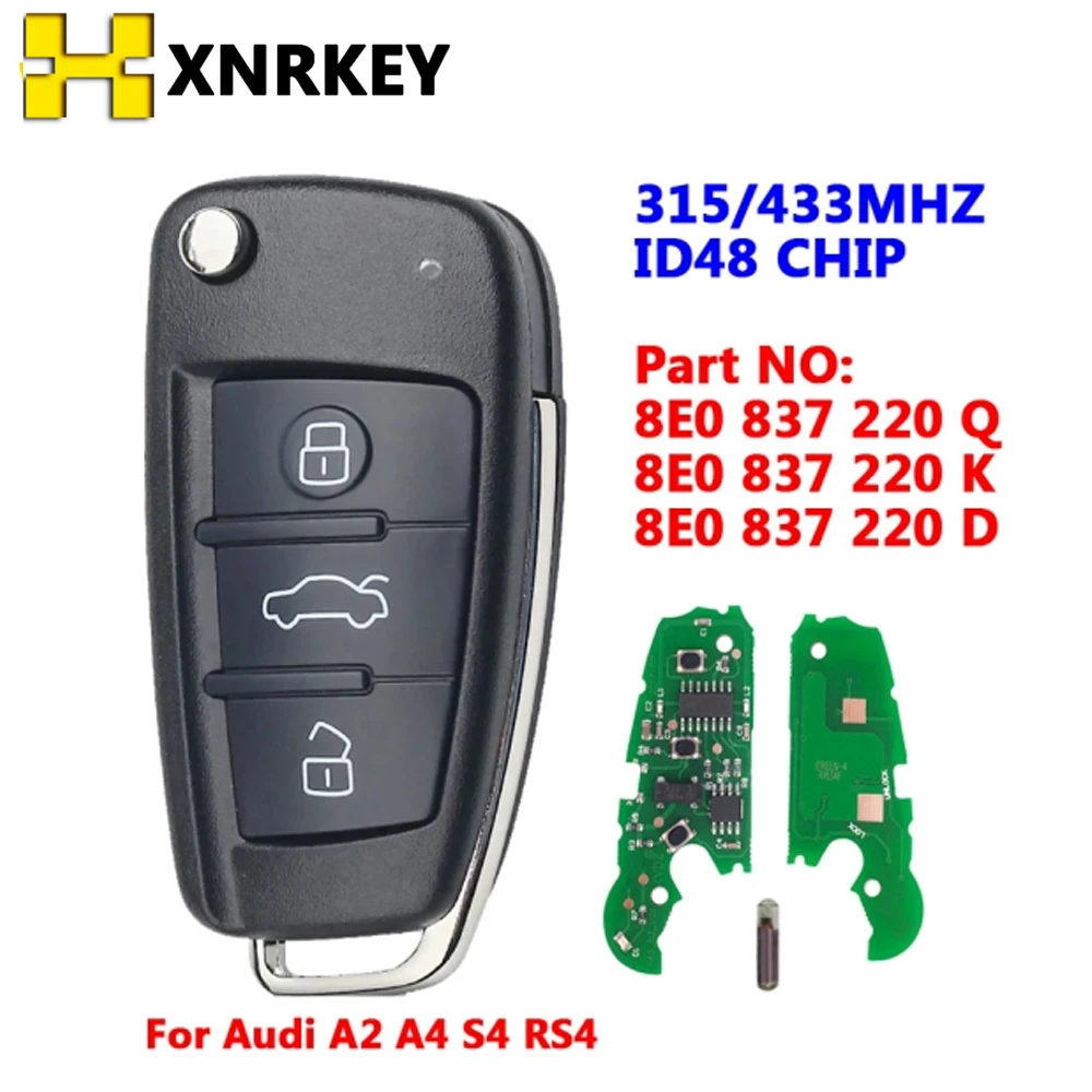 YIQIXIN Fernbedienung Für Audi Schlüssel 434Mhz ID48 Chip Für Audi A4 B8 A2  A6 A5 S4 TT 2005-2013 Cabrio Quattro Avant Teil Anzahl 8P0837220D -  AliExpress