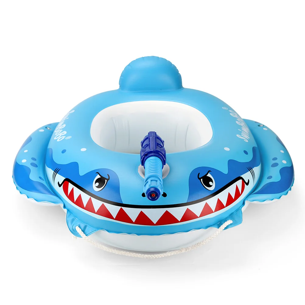 Baby Swimming Pool Float With Water Gun Accessories Shark Swim Ring Inflatable Floating Fun Toys Swim Seat Boat For 3-6Y 2