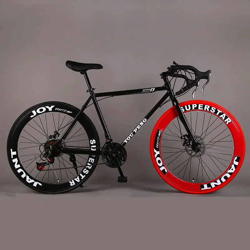 Mountain Bicycle Fixed Gear Road Bike Speed Double Disc Brakes Men and Women 60 Knife Wheel sStudent Adult