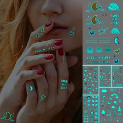 Finger Luminous Tatto Stickers Adult Women Men Kid Cute Symbol Butterfly Rainbow Transfer Temporary Tatto Line Cool Tatu