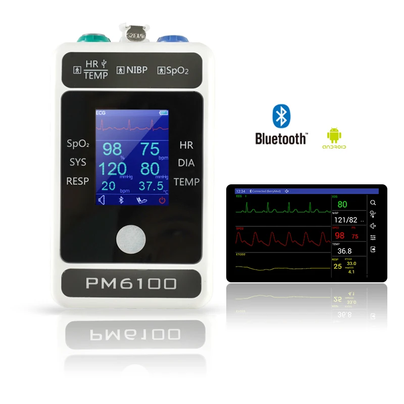 Монитор пациента мониторинг жизненно важных функций ЭКГ НИАД SPO2 PR 4 параметра импульса и температура прибор для измерения артериального давления Поддержка app или ПК с ОС Windows