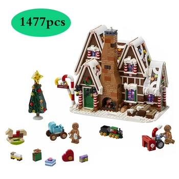 

1477pcs new listing lepining 10267 movie series gingerbread house building blocks educational toys Christmas gifts 60235