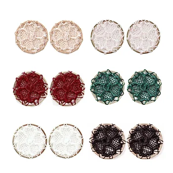 

6Pcs/lot Weave Flower Women Earrings Collection For DIY Earring Making Round Polyester Charms Korean Earings Jewelry Accessories