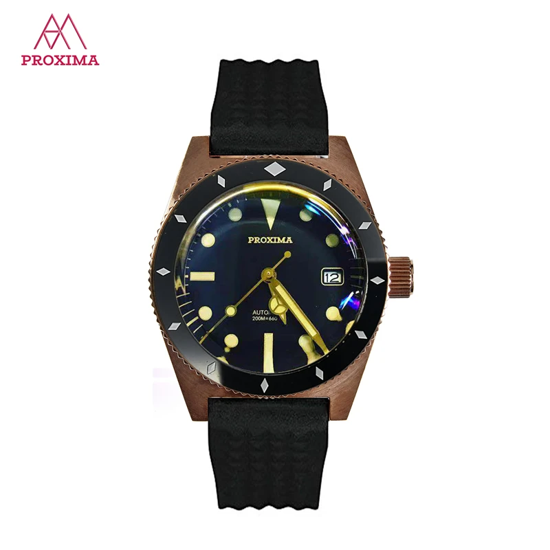 Мужские механические часы Proxima Submariner, водонепроницаемые, 200 м, роскошные часы от ведущего бренда, Мужские автоматические часы для дайвинга NH35 6200