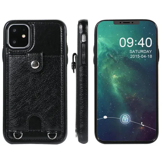 Кожаный чехол из ТПУ для iPhone 11Pro Max, Роскошный чехол для iPhone 11, задняя крышка для iPhone 11 Pro Max, чехол с длинной веревкой