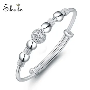 

Skute Fashion Silver Color Lucky Transfer Bead Adjustable Bangle Bracelets for Women Delicate Ball Charm Bracelet Jewelry Gifts