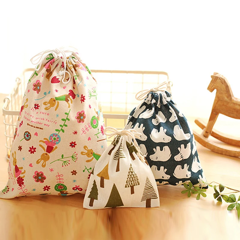 Christmas Gift Bags Sacks Hessian Santa Stocking Candy Present Storage Bag with Drawstring New Year Party Decoration Supplies | Дом и сад