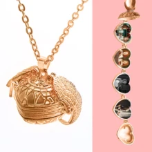 Ожерелье с крыльями в форме сердца в стиле ретро, медное розовое золото, 4 слоя фазовой коробки, подвеска с крыльями ангела, коробка с памятью, открытая Складная Подвеска для фото