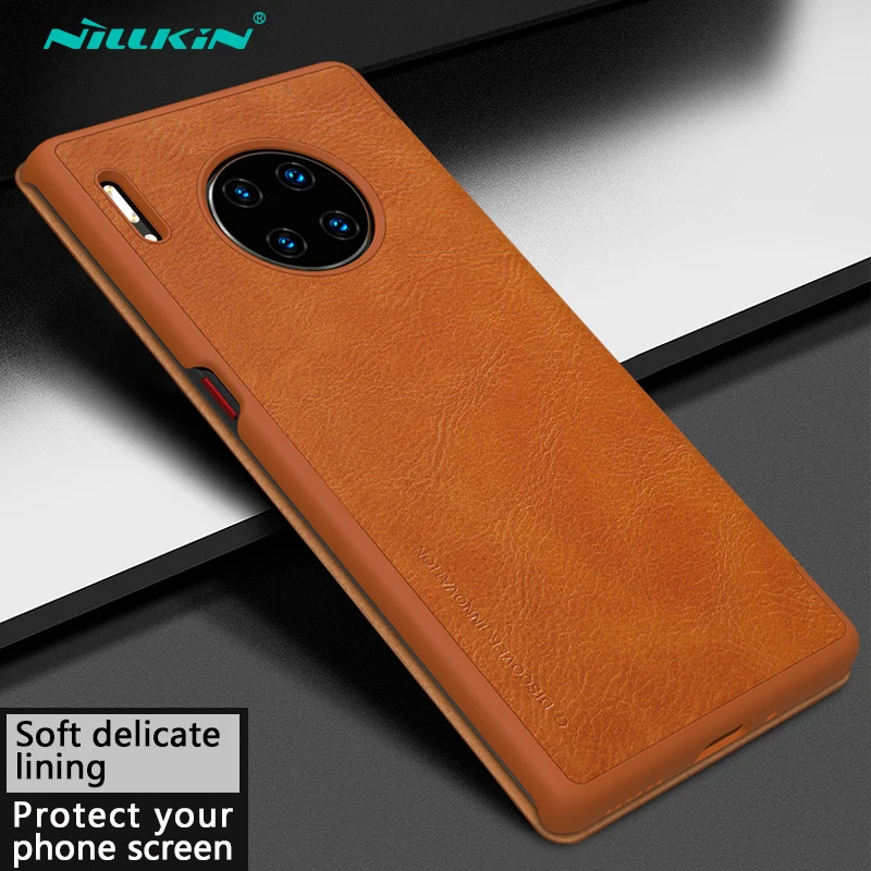 Кожаный чехол Nillkin для huawei mate 30 Pro, чехлы для телефонов серии Qin, Роскошный чехол для huawei mate 30 Pro - Цвет: Коричневый