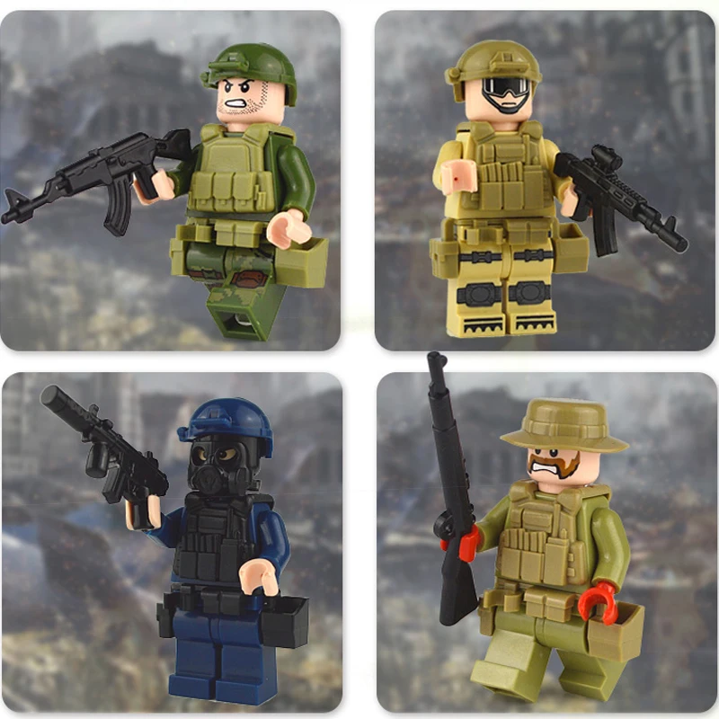 50 шт., серия WW2, мини-фигурки военных солдат, строительные блоки, игрушки, хобби, мировая война 2, советская британская армия, военные кирпичи, игрушки