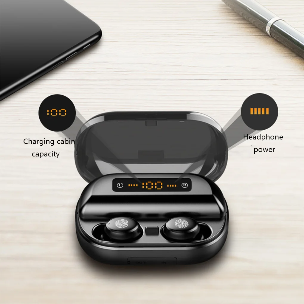 5,0 Bluetooth, стерео наушники, беспроводные наушники, IPX7, водонепроницаемые наушники, спортивные наушники с 4000 мАч, внешний аккумулятор