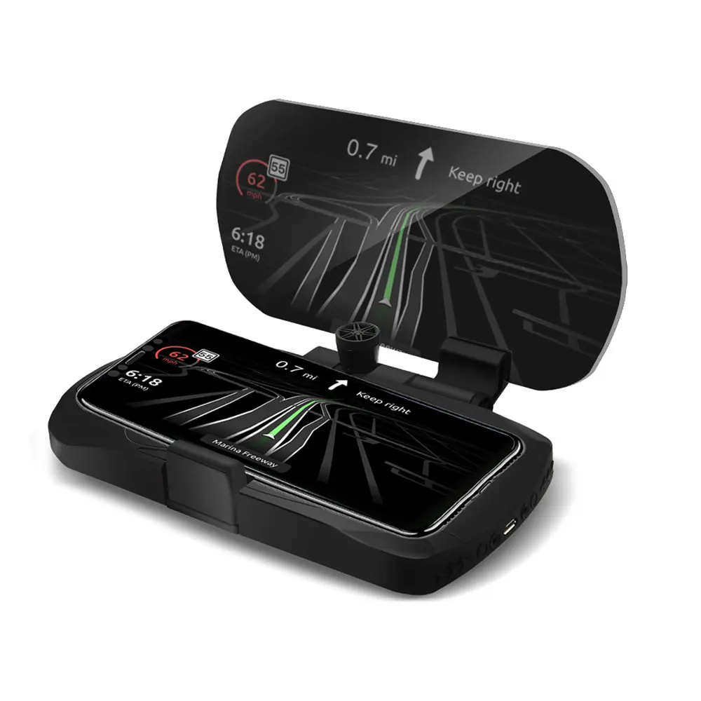 

2019 New HUD Mobile Phone Holder Head Up Display 10W Wireless Charger GPS Navigation Car Speed Projector Car Charging Bracket 21