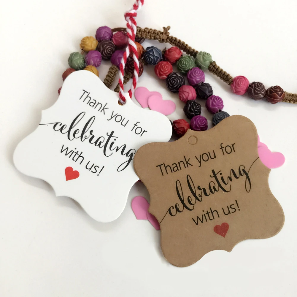  100Pcs/Set Kraft Paper Hanging Tags with Jute Rope Wedding Invite Card DIY Decor - 4.00006E+12