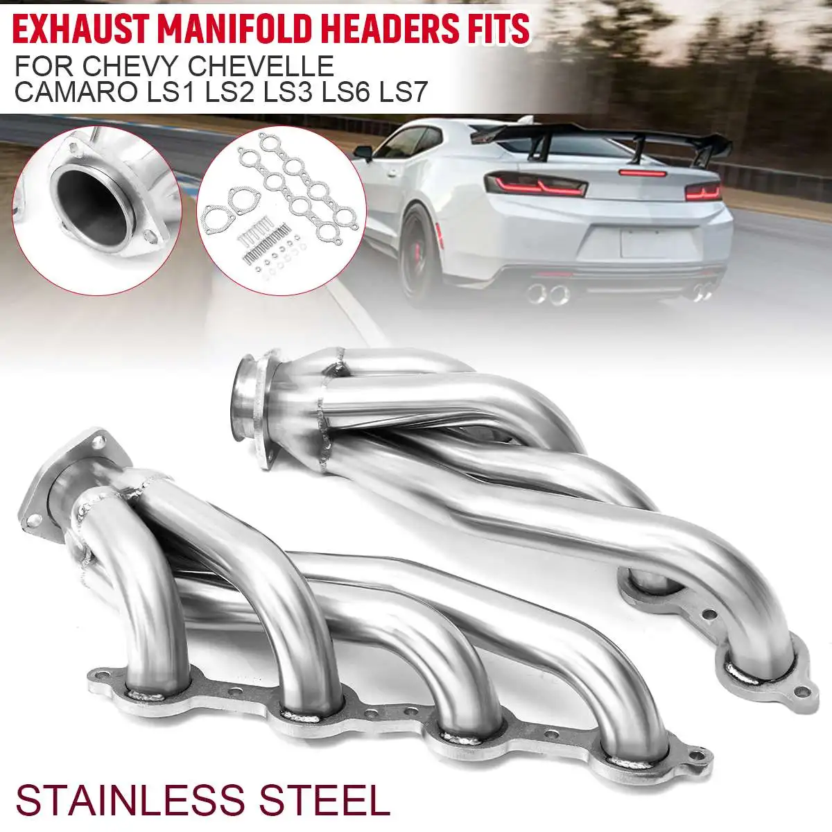 Stainless Steel Exhaust Swap Headers Fits Chevy Chevelle Camaro LS1 LS2 LS3 LS6