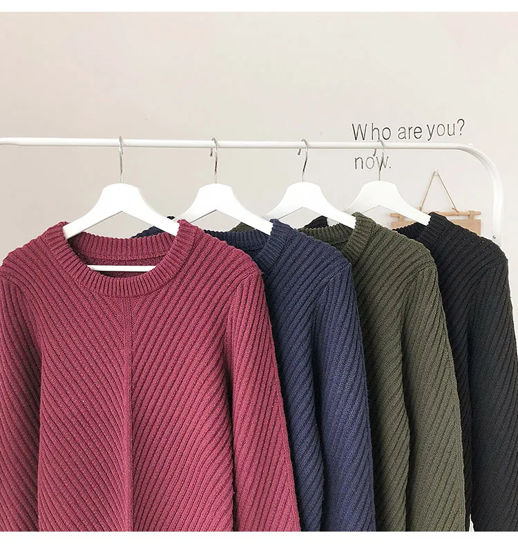 Sweaters Men Simple Design All-Match Soft Warm Daily Wear Korean Style Knitting Sweater Pull Homme Black Navy Army green