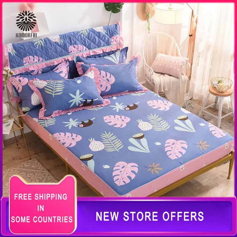 

100% Cotton Printed Solid Fitted Sheet Mattress Cover Four Corners With Elastic Band Bed Sheet For Home Textile 180x200cm