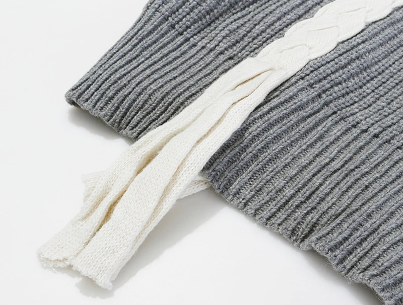 Patchwork Wool Knitting Women's Sweater Irregular Long Sleeve Collar Asymmetric Cardigans Woman Fashion Sweaters