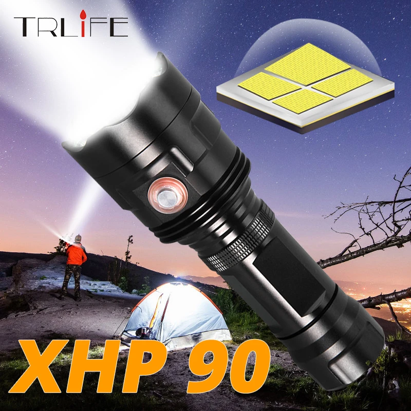 Powerful LED Flashlight XHP50 Torch USB Rechargeable Waterproof Lamp UltraBright