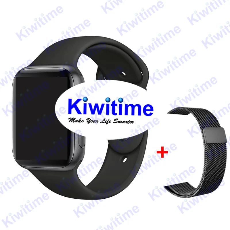 IWO 12 Смарт-часы 40 мм 44 мм Bluetooth Смарт-часы чехол для Apple iOS Android монитор сердечного ритма умные часы - Color: Black n Milan