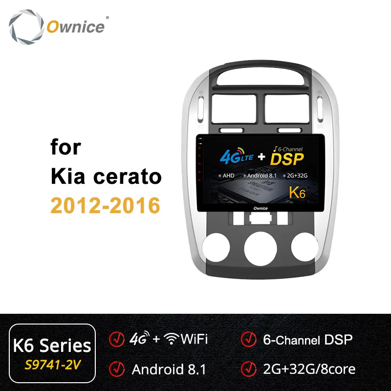 Ownice Восьмиядерный Android 9,0 автомобильный dvd gps навигатор плеер k3 k5 k6 для Kia Cerato радио 4G ram 64G rom 4G 360 Pano ram a DSP SPDIF - Цвет: S9741-2 K6