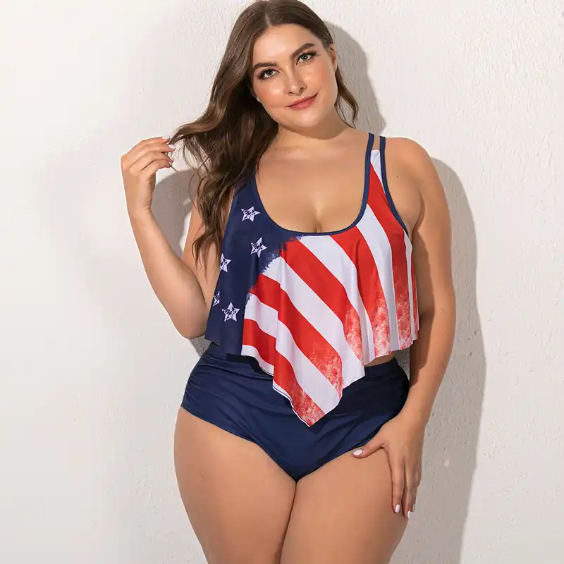 plus size flag bathing suit