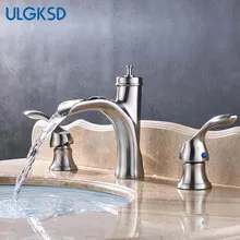 ULGKSD двойная ручка водопроводный кран смеситель для ванны, раковины 3 отверстия горячей холодной Умывальник кран установка