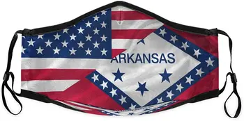 

Arkansas State Flag Face Mask Washable Anti Dust Mask with 4PCS 5Layers Filters for Bicycle, Cycling,Sports, Motorcycling White