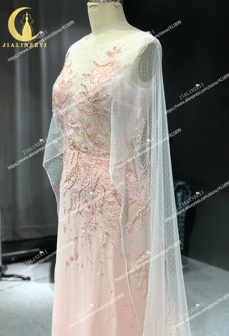 Rhine real Pictures модная розовая накидка с бусинами роскошное модное платье вечерние платья