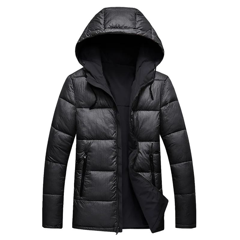 Youth Men down Jacket Cotton-padded Clothes Double-sided Wear Hooded Short Trend Cotton-padded Jacket Slim Fit Cotton-padde