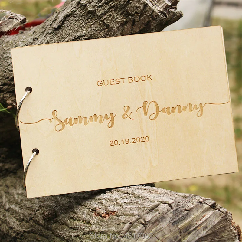 Индивидуальная книга с именем и датой каллиграфией WeddingGuest Book Свадебная Гостевая