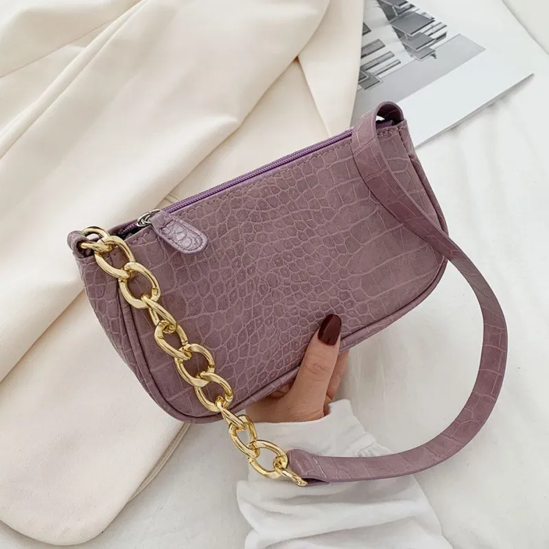 PU-Armpit-Bag-For-Women-Crocodile-Pattern-Shoulder-Bag-Leisure-Baguette-Bag-Advanced-Design-Handbag-Stone