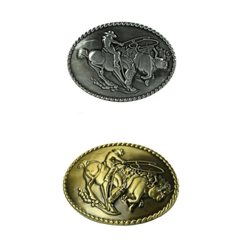 

2 Pieces Buckle For Western Belt Oval Cowboy Ornaments Belt Buckles Gold Slive Color Man Women Cool Belt Buckle