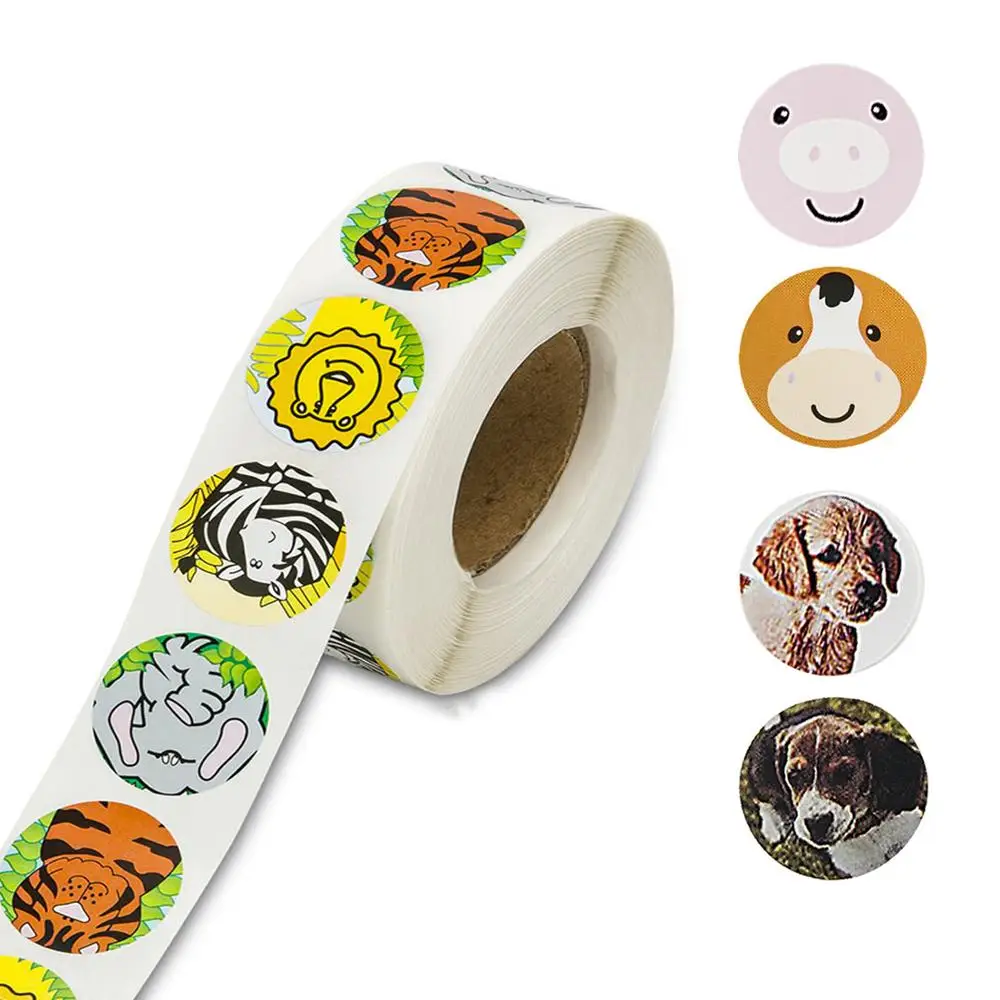 

500PCS Cute Animal Stickers jungle Party Birthday Decorations Handmade Cake Tags Cartoon Children's Gift Toys Personality Label