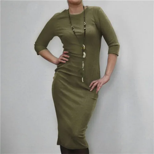 Mhysa лето осень однотонное женское облегающее платье Vestido с коротким рукавом облегающее платье туника вырез лодочкой повседневные платья карандаш - Цвет: 020 Army Green