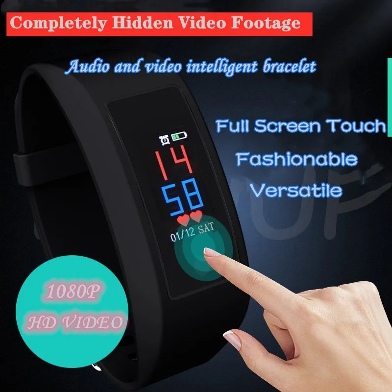 1080P Long Audio Recording HD Camera Color Touch Screen Voice Video Recorder Adult Fitness Tracker Watch Bracelet Smart Band
