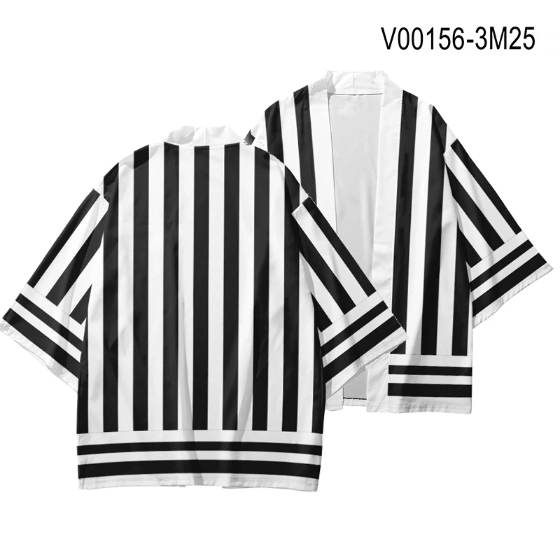 V00156 WAMNI Кардиган для мужчин кимоно летняя уличная японский аниме костюм самурая кимоно haori рубашка-кимоно человек Забавный 3D принт - Цвет: V00156