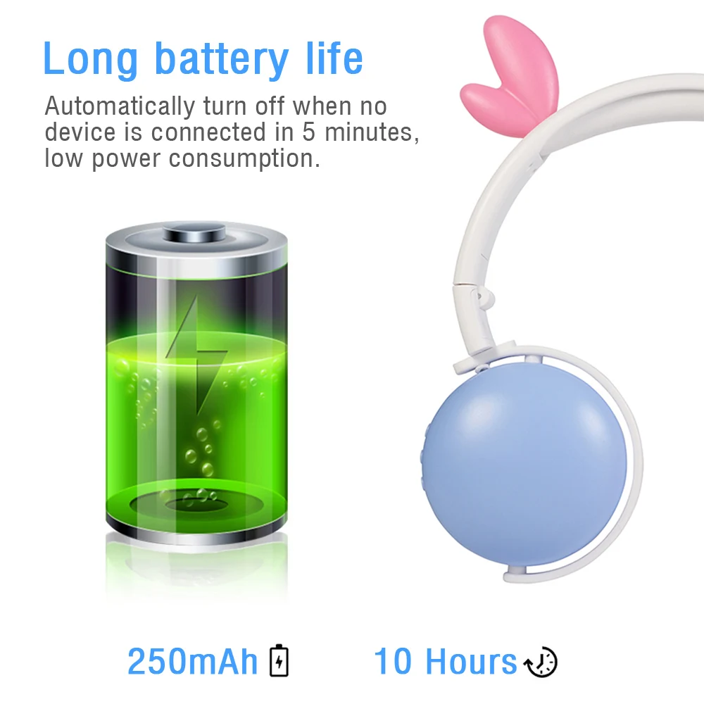 Cat Ears Headphones Wireless Bluetooth 5.0 Headset with Mic Music Gaming MP3 Headphone for Girl Kids Christmas Gift EHandfree