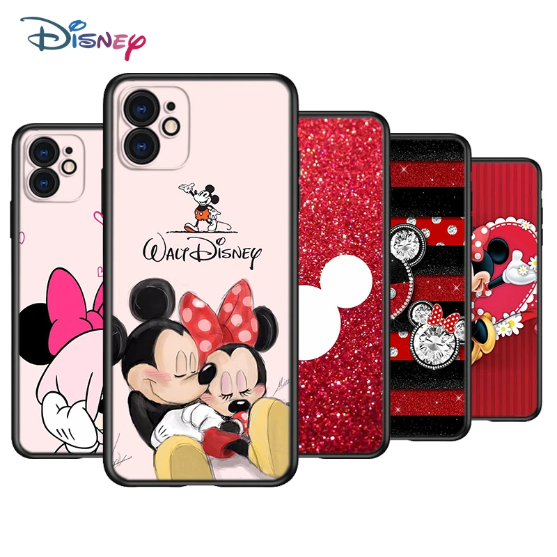 Apple用シリコンケース Iphone 13 12 Mini 11 Pro Xs Max Xr X 8 7 6s 6 Plus Se Disney Red Mickey Minnie Black 電話用緩衝材 Aliexpress
