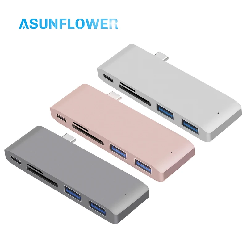 

5 IN 1 USB Type C Multi USB C HUB For MacBook Air hab USB C To USB 3.0 PD Charge TF SD Card Slot USB Splitter Dock For Laptop
