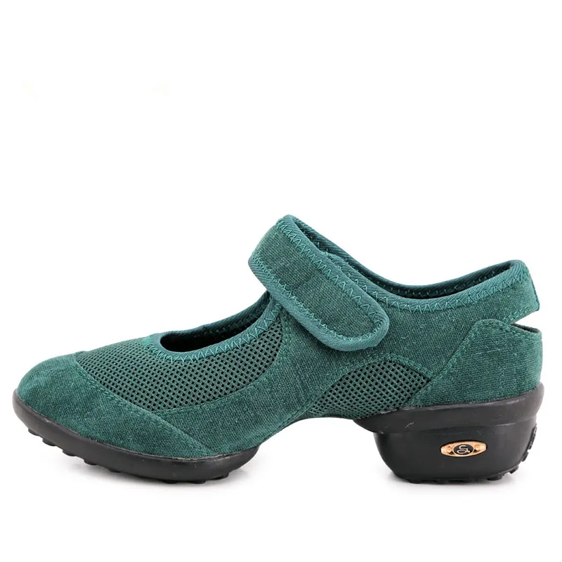 Green Stretch Jazz Dance Shoes For Women Ballet Jazzy Dancing Teachers's Dance sneaker Sandals Excercise Shoe - Color: Green