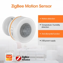 Tuya Powered ZigBee PIR Motion Sensor Built-in Temperature Humidity Sensor Wireless Passive Infrared Detector Smart Home
