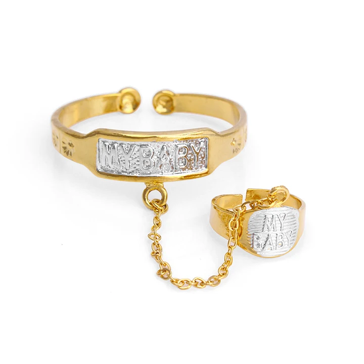 Bangles com Anel de Ouro Carta do Bebê Filha do Bebê para Crianças ou o Filho Marca Novidades Two-tone Anti-alérgico Minha Bonito Jóias Acessórios jh