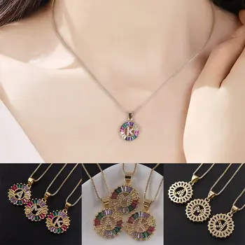 

Rainbow Initial Letters Pendant Necklace Colorful Gold Plated Necklace 26 Letter Pendant MJJ88