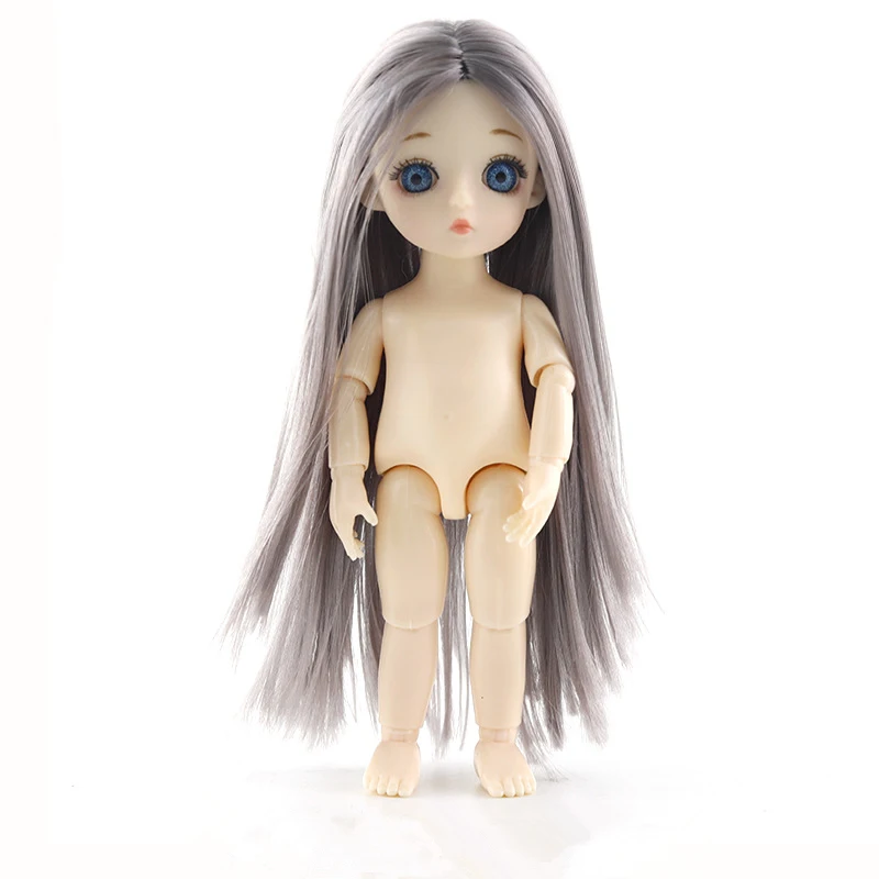 13 подвижных шарнирных 15 см 1/8 куклы игрушки BJD Детская кукла Обнаженная Женская мода тела Куклы Игрушки для девочек подарок нормальная кожа - Цвет: Gray Blue eye