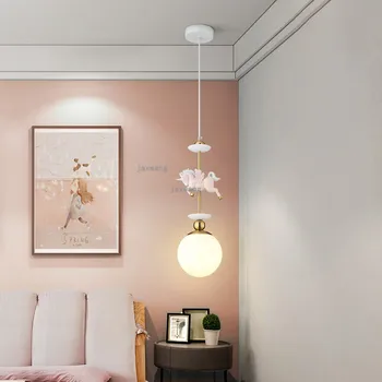 

Modern Luster LED Loft Chandeliers Nordic Glass Horse Chandelier Lighting Europe Children's Bedroom Hanglamp Kitchen Fixtures